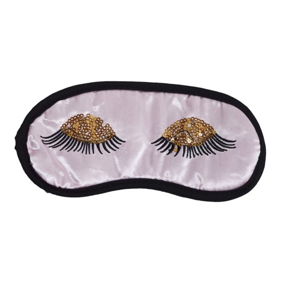 Blush Pink Sequin Eyelashes Satin Sleep Mask